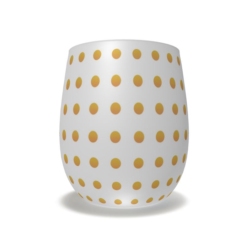 Crystal Water Glass with Yellow Pastel Polka Dots - Hand Blown Glass Art