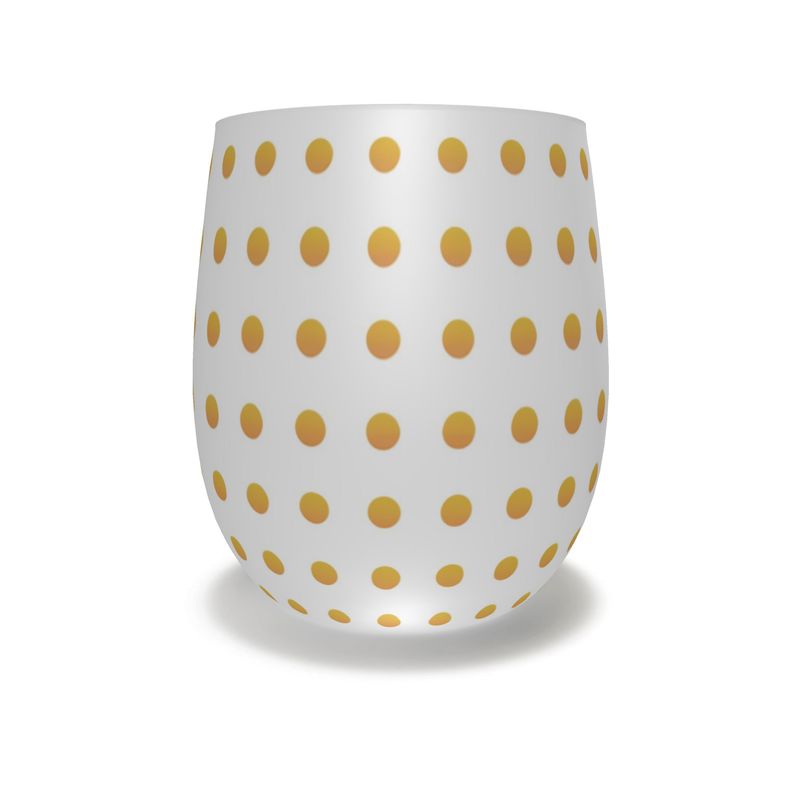 Crystal Water Glass with Yellow Pastel Polka Dots - Hand Blown Glass Art