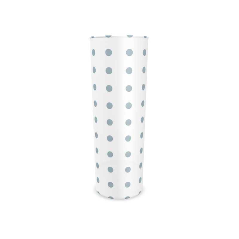 Cute Blue Polka Dot Glass Tumbler - Hand Painted Design