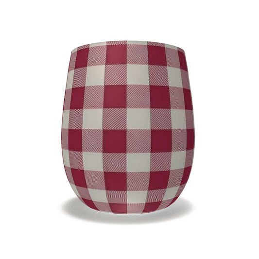 Vintage Red Gingham Crystal Water Glass - Farmhouse Chic Decor