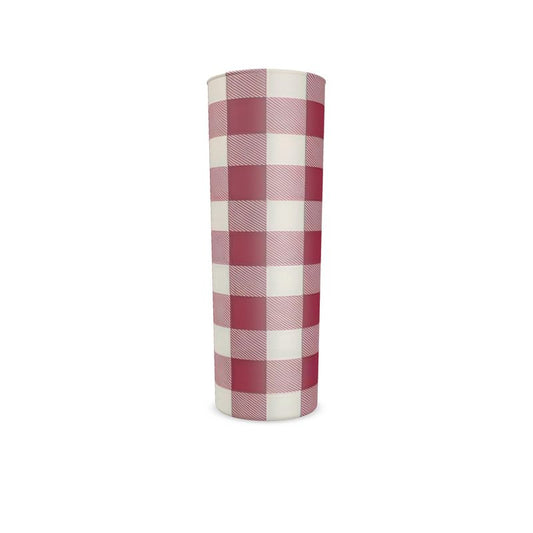 Vintage Red Gingham Highball Glass - Farmhouse Kitchen Decor