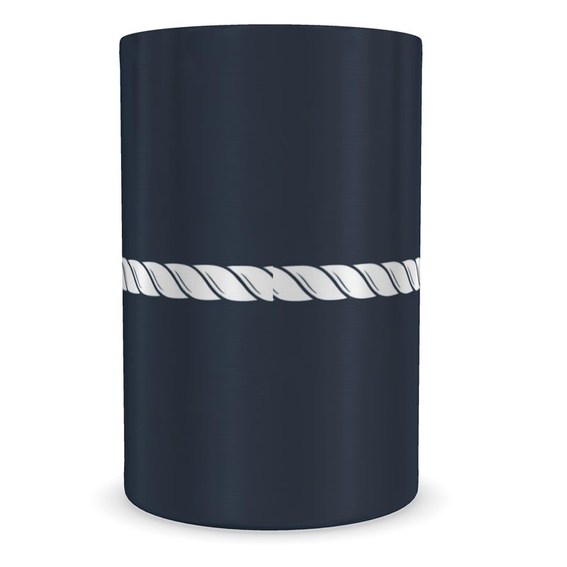 Luxury Navy Wine Cooler with Nautical Rope Detail - Coastal Home Bar Accessory