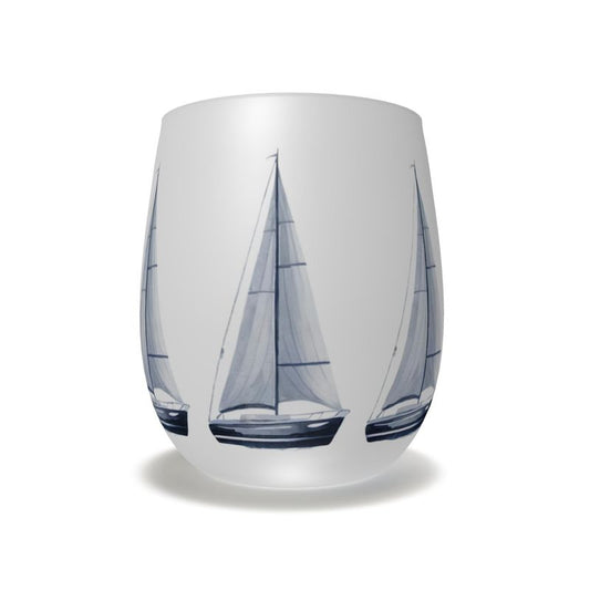 Crystal Water Coastal Yacht Glass - Ocean Inspired Sailboat Decor