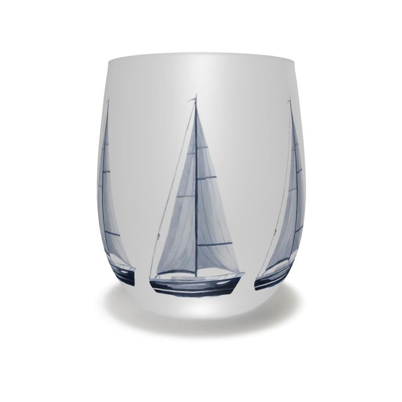 Crystal Water Coastal Yacht Glass - Ocean Inspired Sailboat Decor
