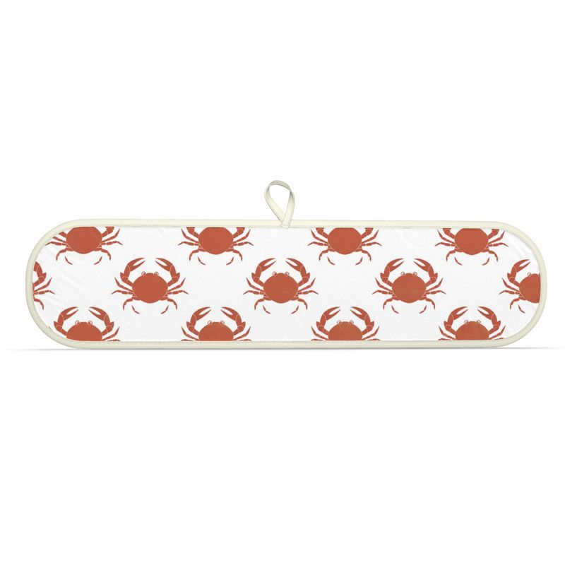 Coastal Crab Design Double Oven Mitts in Vibrant Orange