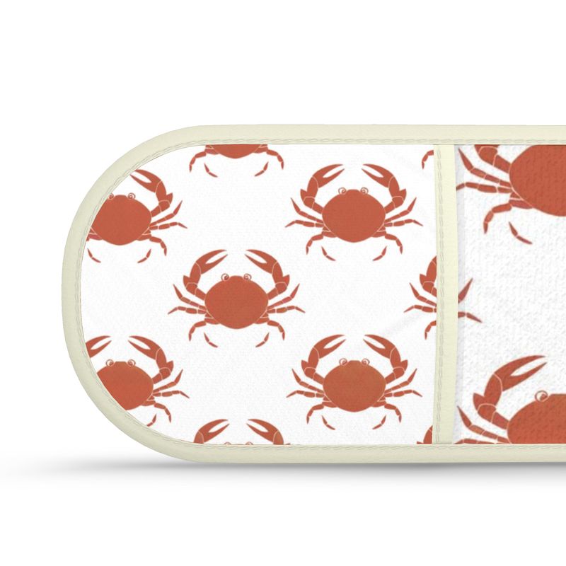 Coastal Crab Design Double Oven Mitts in Vibrant Orange