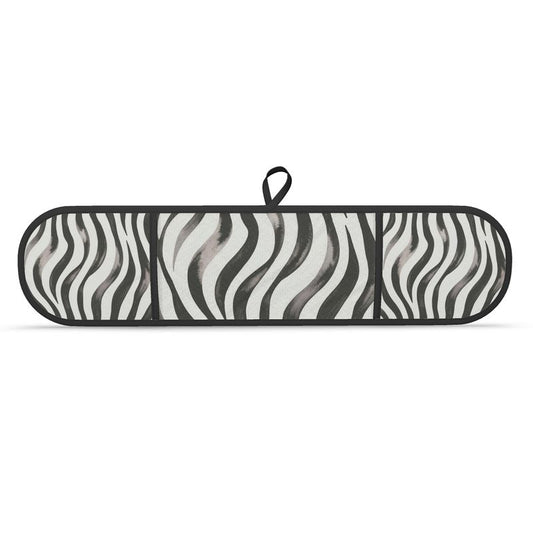 Zebra Design Double Oven Gloves in Black and White