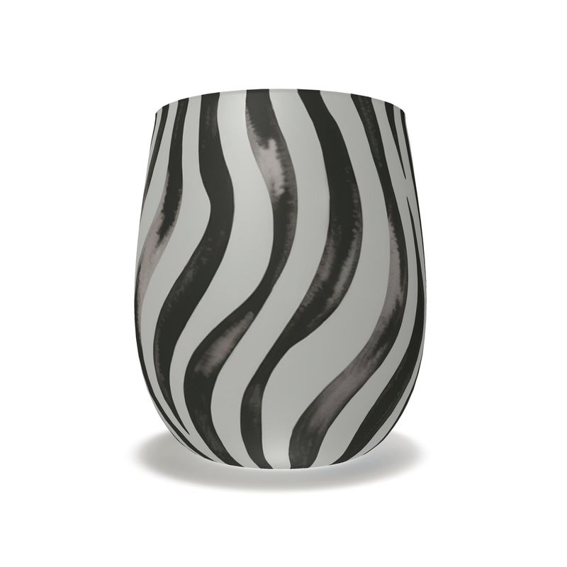 Zebra Design Crystal Water Glass - Black and White Drinkware
