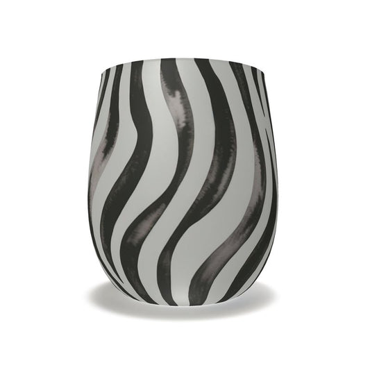 Zebra Design Crystal Water Glass - Black and White Drinkware