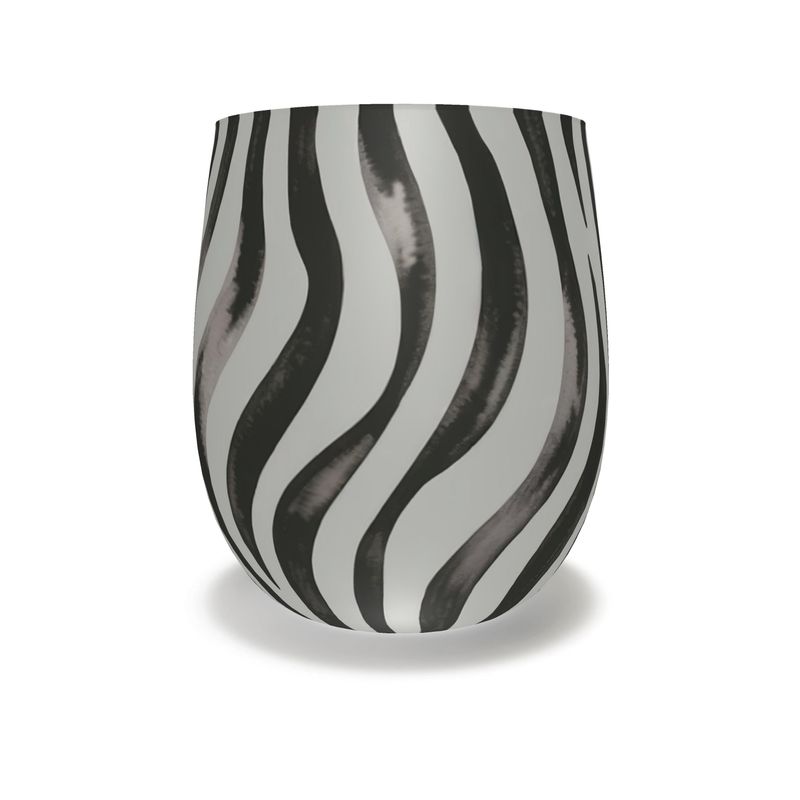Zebra Design Crystal Water Glass - Black and White Drinkware