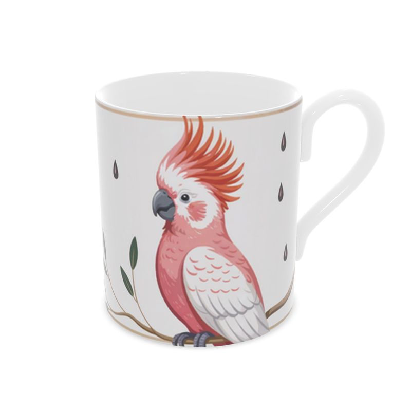 Luxury Pink Parrot Mug - Exquisite Fine Bone China Bird Design