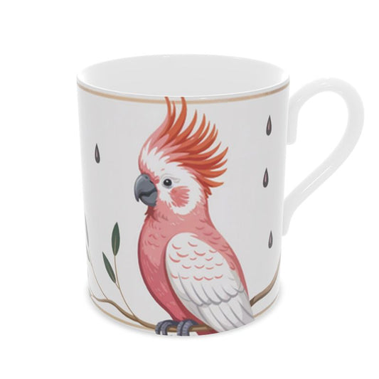Luxury Pink Parrot Mug - Exquisite Fine Bone China Bird Design