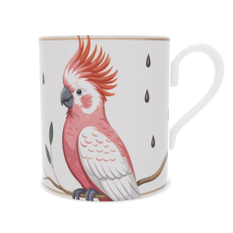 Luxury Pink Parrot Mug - Exquisite Fine Bone China Bird Design