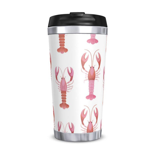 Pink Lobster Coastal Travel Mug - Nautical Drinkware - Ocean Lover Gift