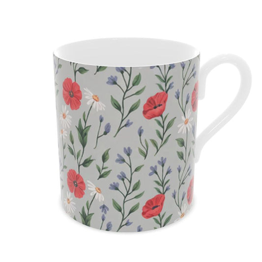 Floral Design Fine Bone China Mug - Gift for Nature Lovers