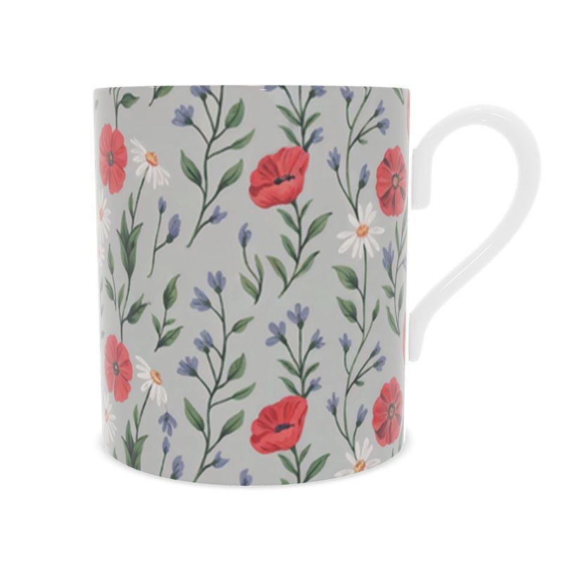 Floral Design Fine Bone China Mug - Gift for Nature Lovers