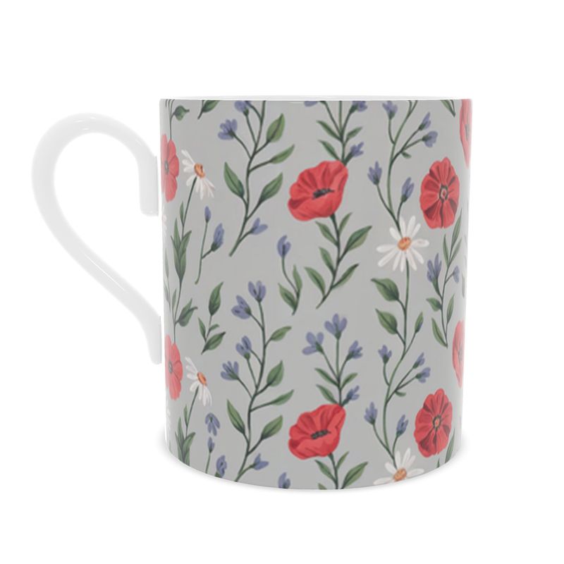 Floral Design Fine Bone China Mug - Gift for Nature Lovers