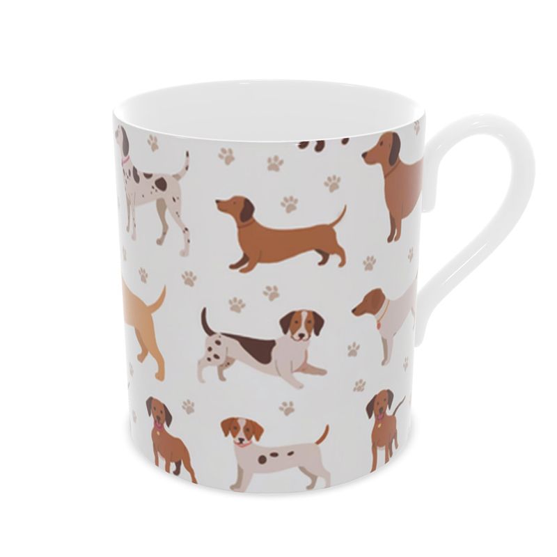 Adorable Playtime Dogs Fine Bone China Mug - Dog Lover Gift