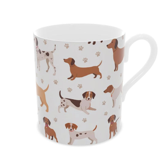 Adorable Playtime Dogs Fine Bone China Mug - Dog Lover Gift