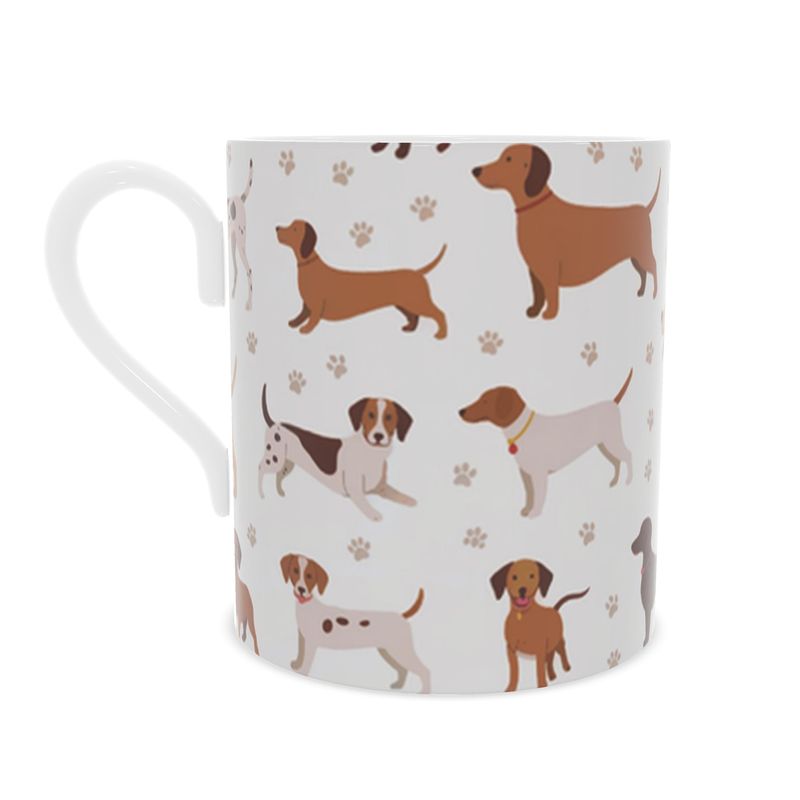 Adorable Playtime Dogs Fine Bone China Mug - Dog Lover Gift