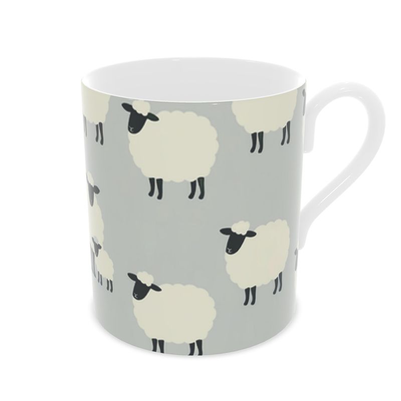 Cute Sheep Pattern Cup - Elegant Bone China Tea Mug
