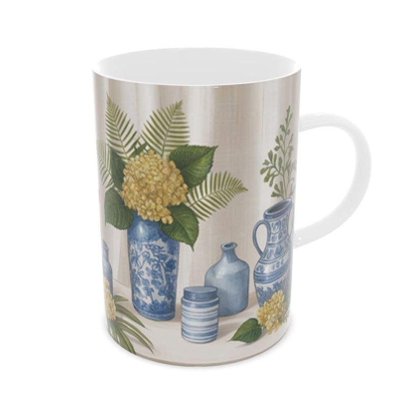 Blue Chinoiserie Fine Bone China Mug - Elegant Floral Design