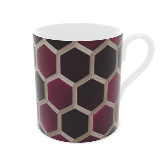 Fine Bone China Mug with Burgundy Velvet Rope Design - Elegant and Luxurious