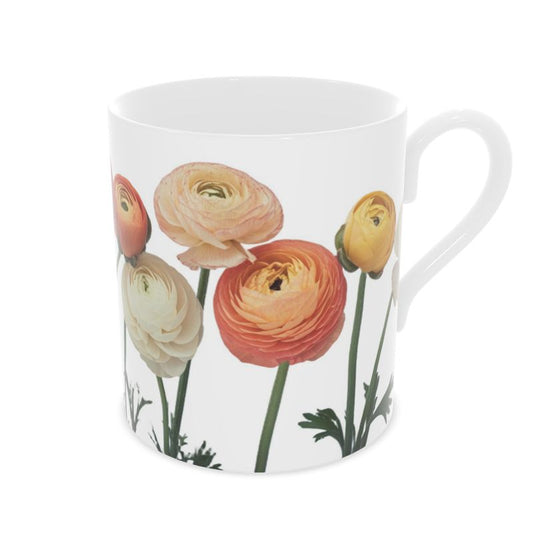 Fine Bone China Delicate Ranunculus Flower Mug