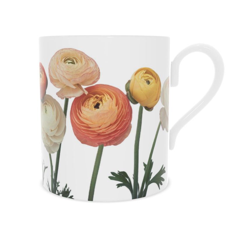 Fine Bone China Delicate Ranunculus Flower Mug