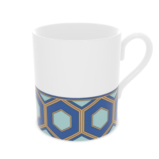 Elegant Blue and Gold Fine Bone China Mug - Unique Design
