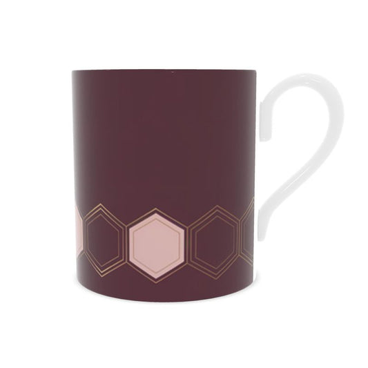 Exquisite Burgandy And Pink Bone China Mug - Elegant Tea Cup