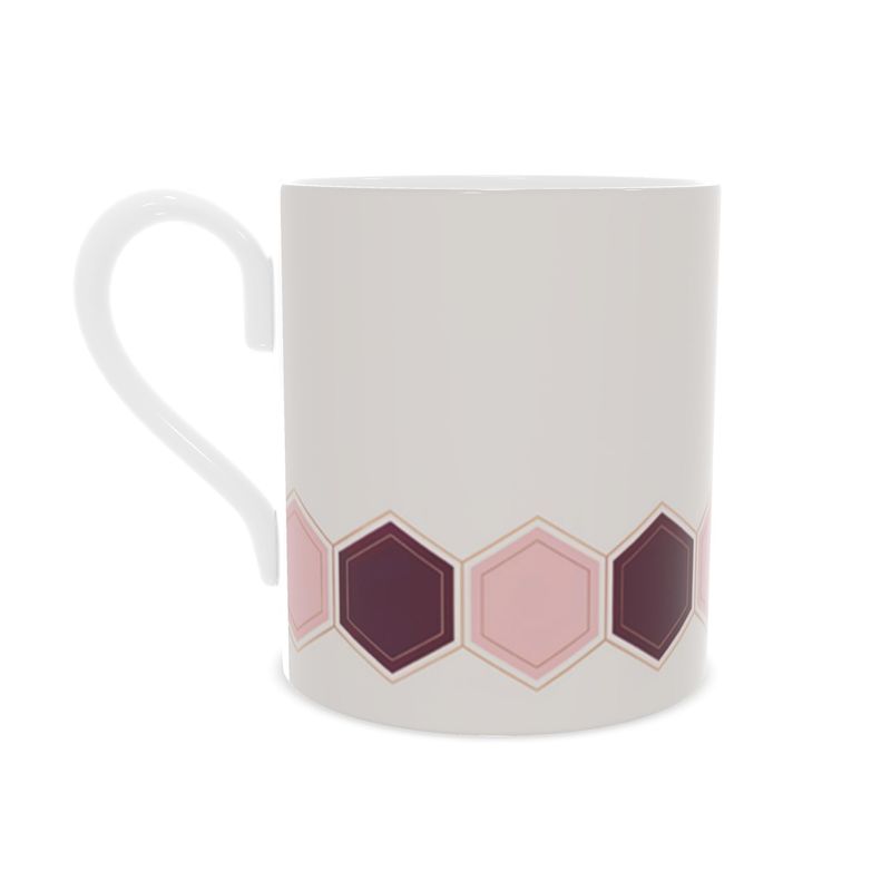 Exquisite Burgandy And Pink Bone China Mug - Elegant Tea Cup