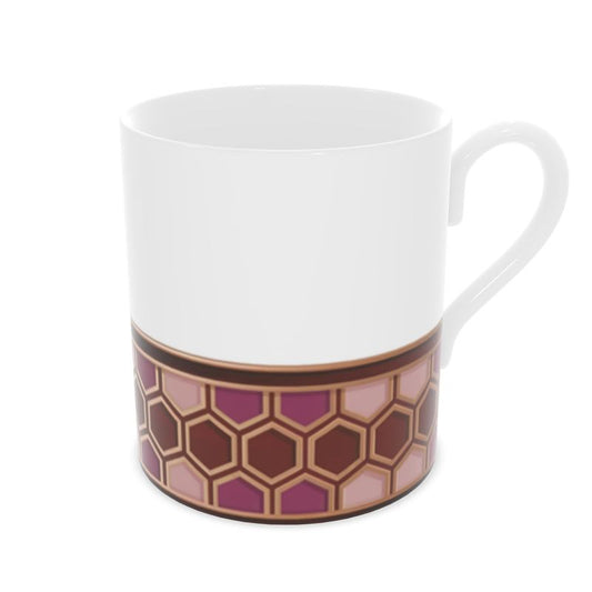 Luxurious Burgundy and Gold Abstract Mug, Fine Bone China Gift