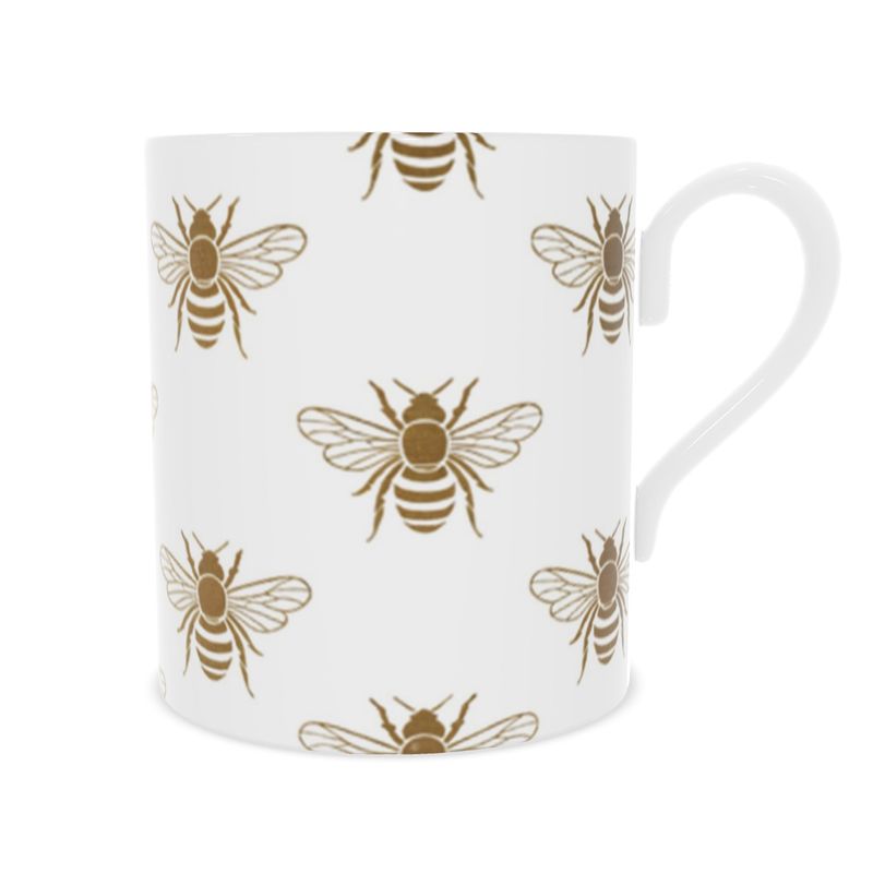 Gold Bee Fine Bone China Mug - Luxury Tea Cup with Elegant Design