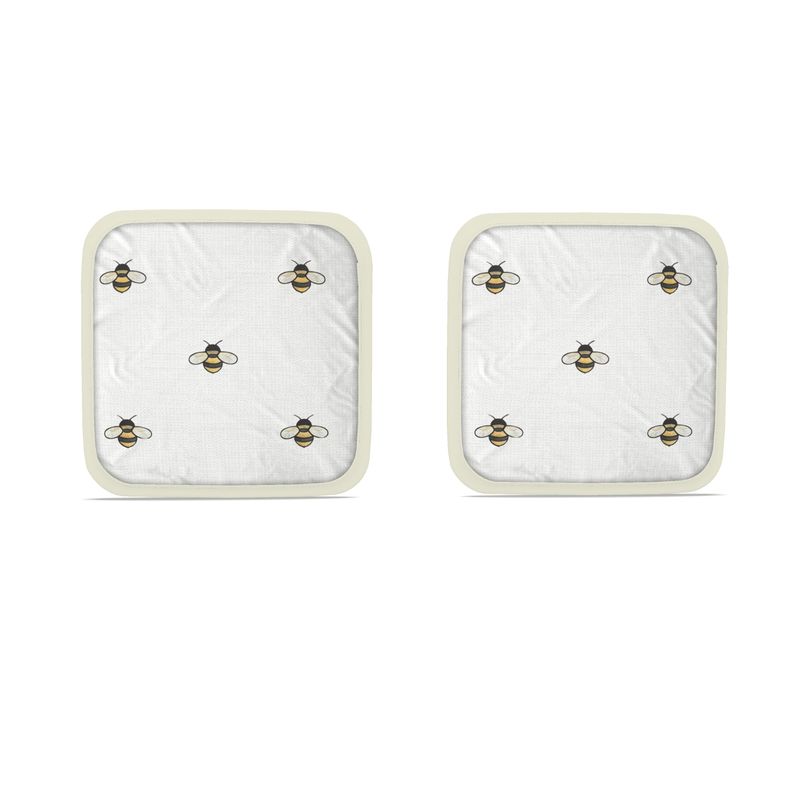 Gold Bee Design Pot Grab Pair - Luxe Oven Mitt Set