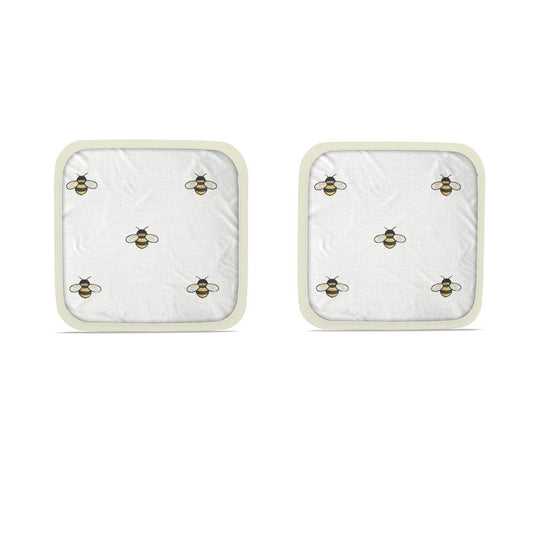 Gold Bee Design Pot Grab Pair - Luxe Oven Mitt Set