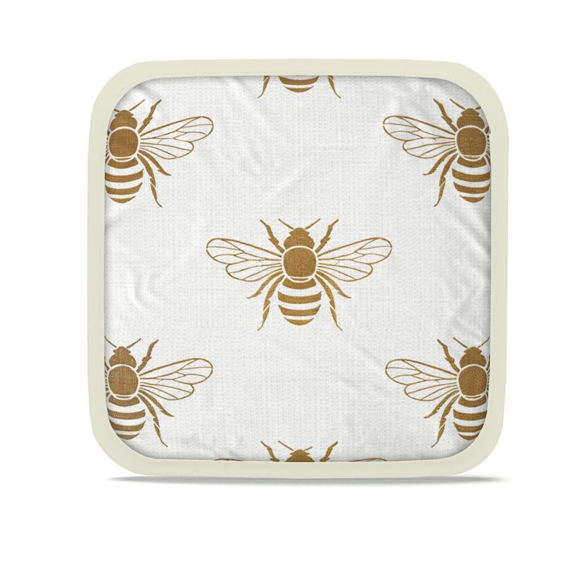 Gold Bee Design Pot Grab Pair - Luxe Oven Mitt Set