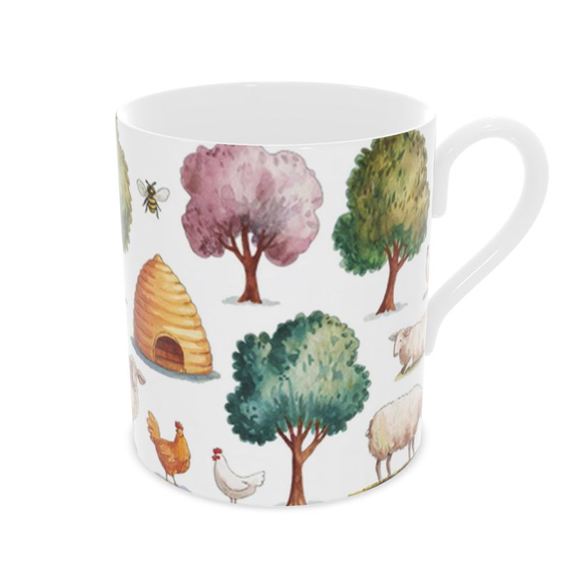 Country Garden Floral Bone China Mug - Handcrafted Tea Cup for Garden Lovers