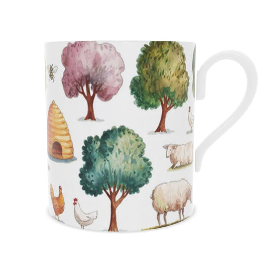 Country Garden Floral Bone China Mug - Handcrafted Tea Cup for Garden Lovers