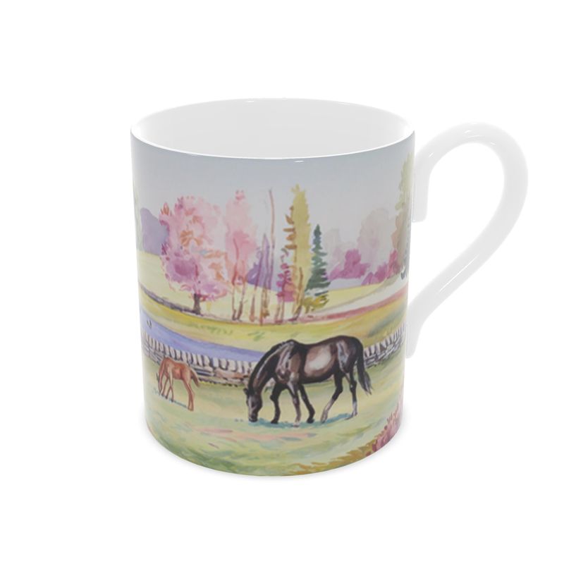Elegant Horse Design Bone China Mug - Countryside Inspired