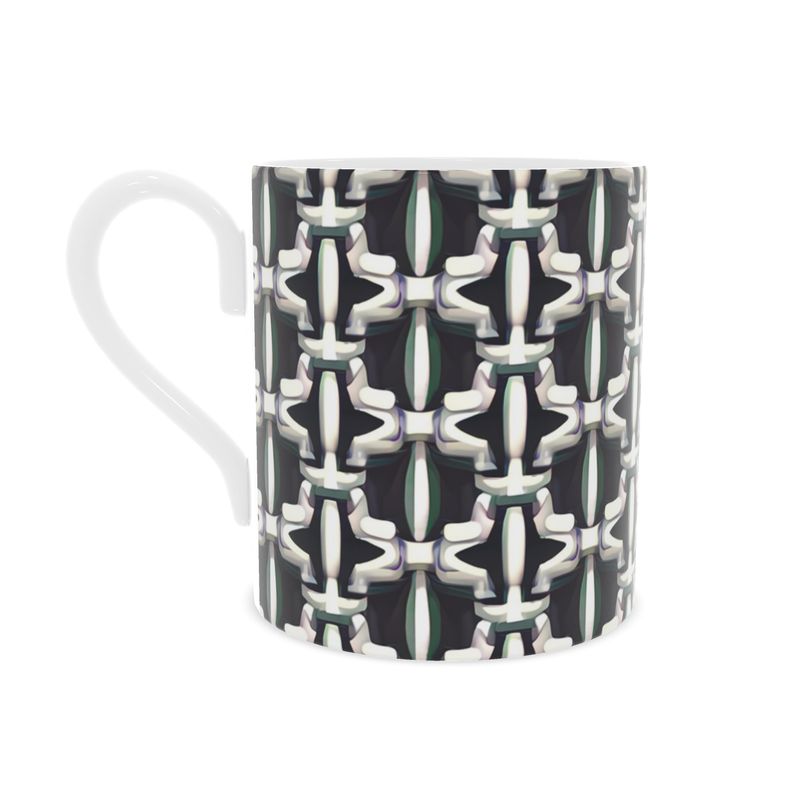 Elegant Black and Silver Fine Bone China Mug - Luxury Designer Collection