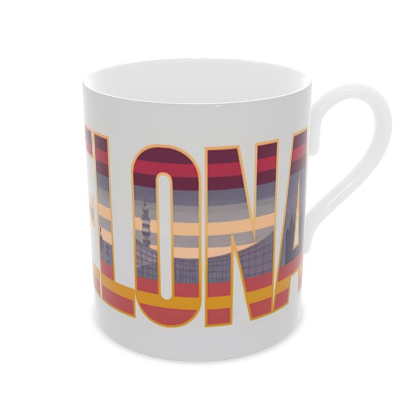 Elegant Barcelona Cityscape Mug - Handcrafted Bone China