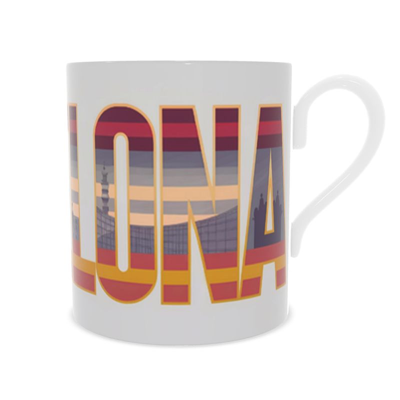 Elegant Barcelona Cityscape Mug - Handcrafted Bone China