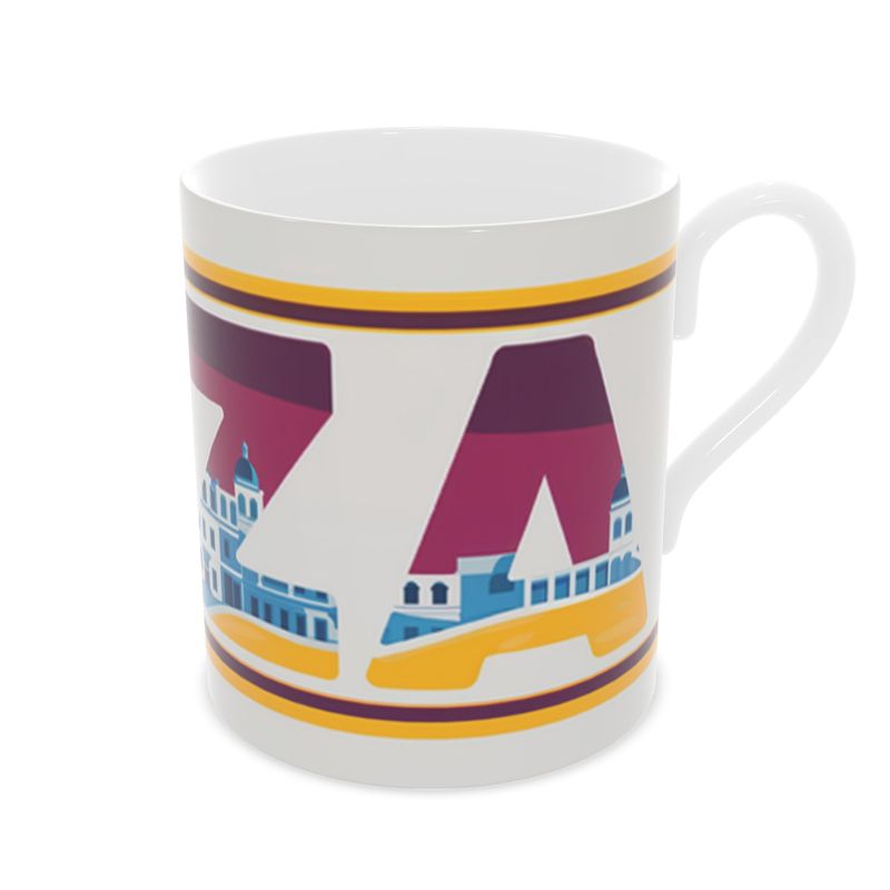 Colorful Ibiza Travel Mug, Fine Bone China Cup for Wanderlust