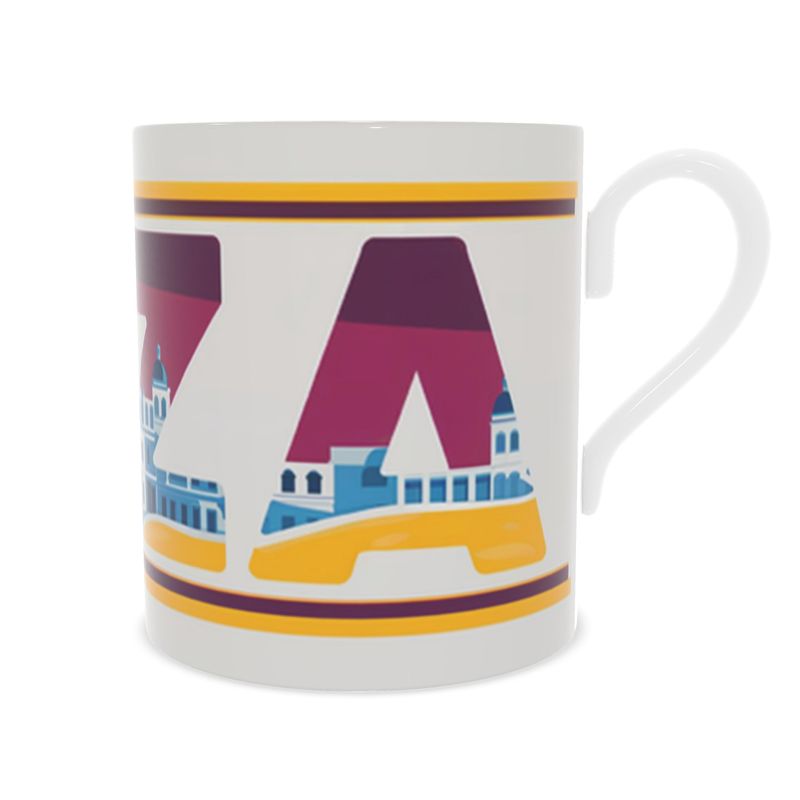 Colorful Ibiza Travel Mug, Fine Bone China Cup for Wanderlust