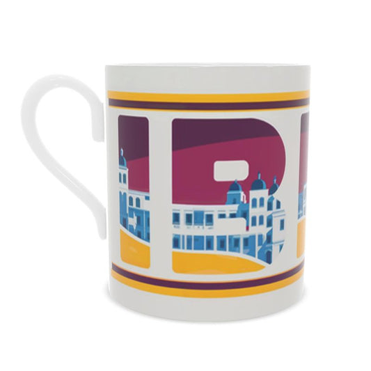 Colorful Ibiza Travel Mug, Fine Bone China Cup for Wanderlust