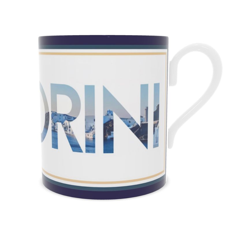 Santorini Fine Bone China Mug - Luxury Greek Destination Souvenir