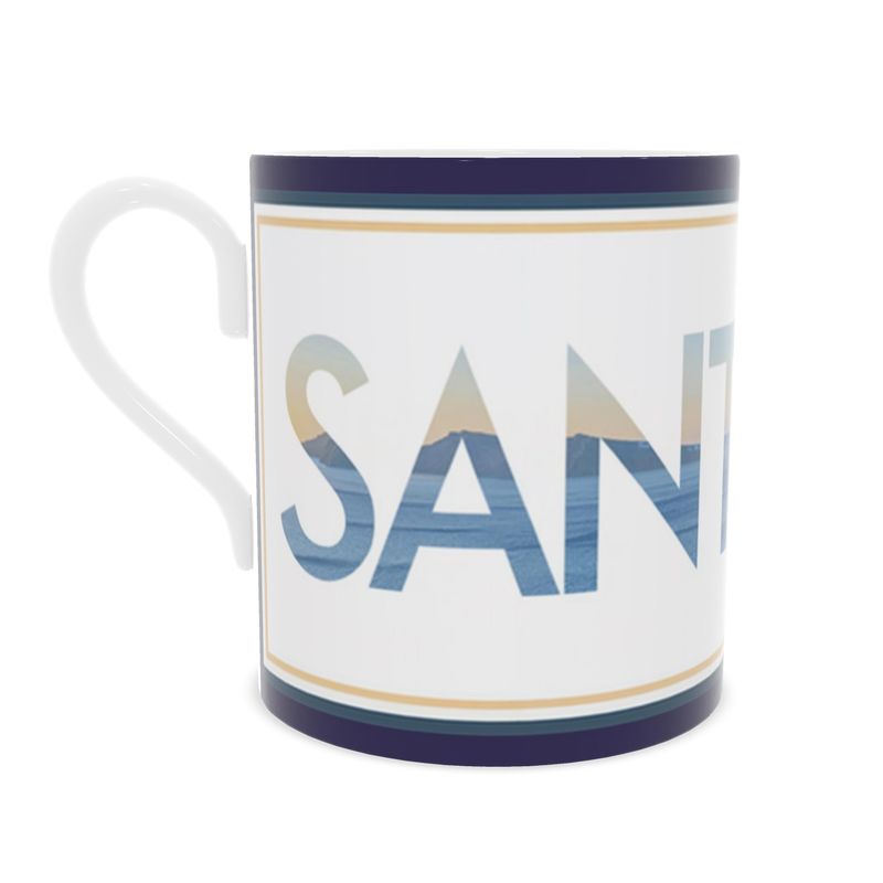 Santorini Fine Bone China Mug - Luxury Greek Destination Souvenir
