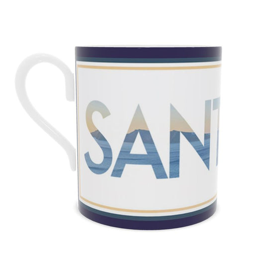 Santorini Fine Bone China Mug - Luxury Greek Destination Souvenir