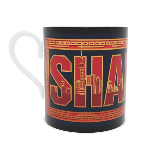 Elegant Shanghai Landmark Mug, Fine Bone China